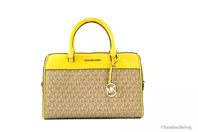 Michael Kors Travel Medium Daffodil Signature PVC Duffle Crossbody Handbag Purse • $109