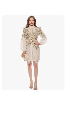 $499 • Buy ZIMMERMANN Coaster Floral-print Minidress In Neutrals Size 2