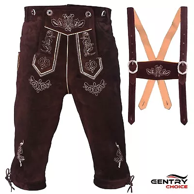 Bavarian Suede Lederhosen Long Trachten Helmut Oktoberfest Costume German Outfit • $91.99