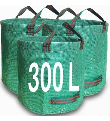 3 X 300ltr Garden Waste Bags - Large Heavy Duty Refuse Sacks With Handles NEW • £14.99