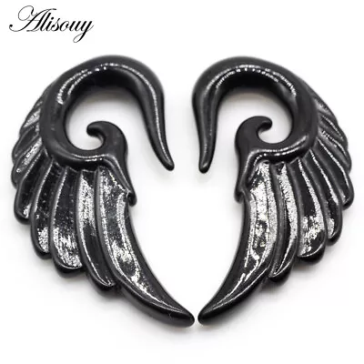 2pcs Spiral Acrylic Heart Wing Feathers Piercing Ear Plugs Taper Expander • $2.09