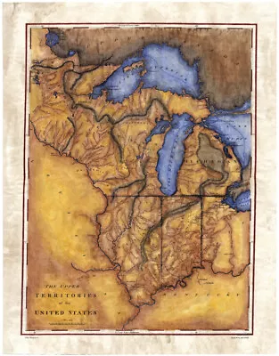 Upper Territories Of Michigan Wisconsin Map Art Print Poster Wall Home Decor • $56.99