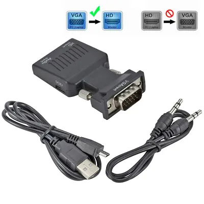 VGA INPUT To HDMI OUTPUT Video Audio Converter Cable Adapter 1080 For TV PC DVD • $8.31