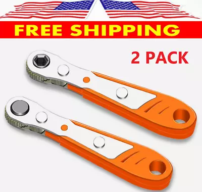 2PCS Ratcheting Right Angle Screwdriver Hex Drive 90 Degree Offset+10pc Bits Set • $12.99