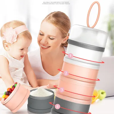 Milk Powder Dispenser For Baby 4 Layer Feeding Formula Storage Pot Container • £6.39