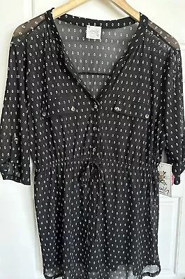 Siren Lily Maternity XL Black Blouse Top Sheer New With Tags Soft And Slinky • $17.99