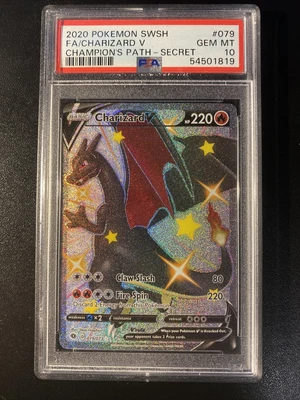 $349.99 • Buy Charizard V 079/073 Champions Path Secret Rare Full Art Shiny PSA 10 GEM MINT