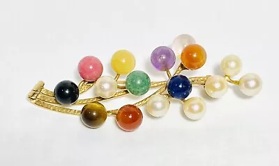 Ming's Honolulu 14K Yellow Gold Multi Color Gemstone Cluster Brooch Pin 9.88g • $750