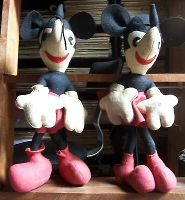 Mickey & Minnie Vintage Felt Dolls  Lenci  Technique  From Argentina • $1321.11