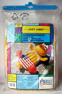 Vintage 80's Lazy Larry 35  Inflatable Duck Child's Mat Ride On Float Usa Flag ! • $185.45
