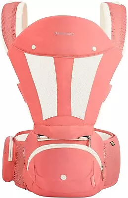 £19.99 • Buy Bebamour Pink Hip Seat Baby Carrier Newborn To Toddler Backpack With Bibs