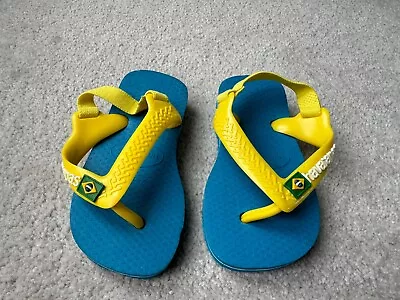 Baby Bule & Yellow Brazil Flag Havaianas - Size 19 • £2.99