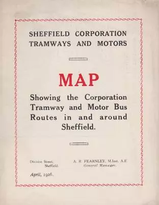 £6.50 • Buy Sheffield Corporation Tramway & Bus Map Apr 1926