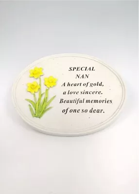 Nan - Oval Daffodil Memorial Grave Ornament Plaque • £11.99