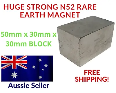 N52 HUGE Neodymium 50 X 30 X 30mm Block Rare Earth Magnet ULTRA STRONG - NEW • $28.95