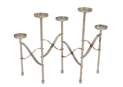 Vintage 70s Mid Century Modern MCM Steel 5 Piece Rotating Candle Holder Silver • $84.11