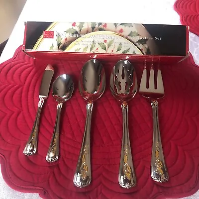 Lenox Golden Holiday Stainless Flatware Hostess Set 5 Pieces • $89.95