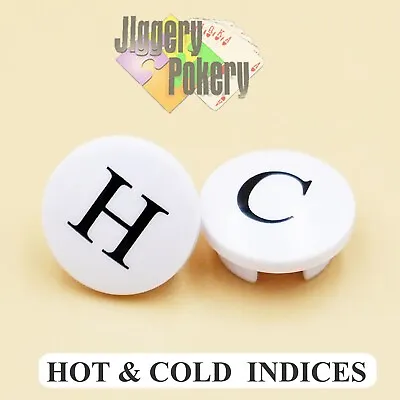 Hot Cold Tap Indices HC Bathroom Basin Inserts Bath Tap Cap Push-In Tops Quality • £6.95