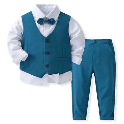 Boys Suits 4 Piece Waistcoat Suit Wedding Page Baby Formal Party • £18.89