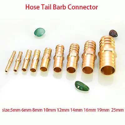 £1.79 • Buy 5mm-25mm Brass Hose Barb Fittings Hose Tail Barb Connector Fuel Water Gas Pipe