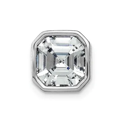 14k White Gold Asscher Bezel D E F Pure Light Moissanite Slide Pendant • $1012.95