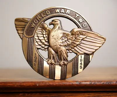 Vintage WWII Military Cast Iron Eagle Marker 1941-1945 WW2 Flag Holder Badge NOS • $55