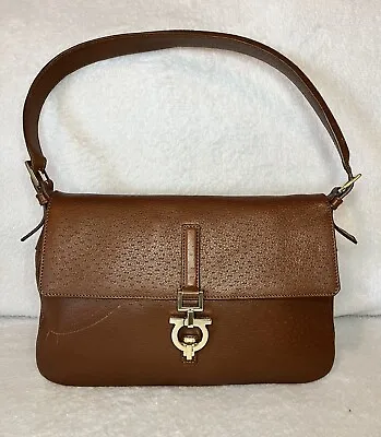 Authentic Vintage Salvatore Ferragamo Gancini Leather Shoulder Bag • $250
