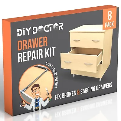 Drawer Repair Kit X8 Fix Sagging Broken Buckled Furniture Extra Strong Band UK • £15.49