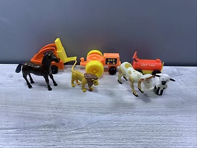 Vintage Fisher Price Little People Lot Horse Cow Lamb Tractor Jet Fuel Forklift • $10