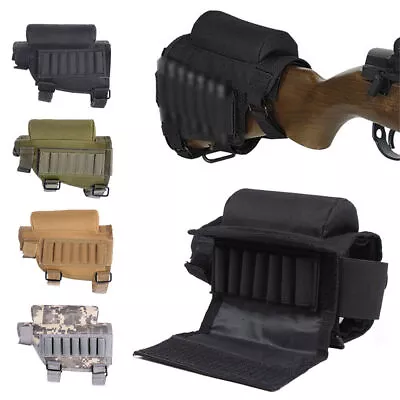 Tactical Rifle Cheek Rest Riser Cartridges Carrier Gun Stock Ammo Holder Pouch • $10.79