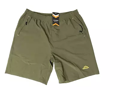NWT Wothonpis Athletic Shorts Mens L 34x8 20 L Poly Stretch Olive Green 3 Pokts • $11.98
