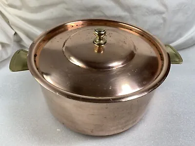 L. Lecellier Villedieu French Cookware Kitchen Pot Lidded Copper Tinned 9  • $199.99