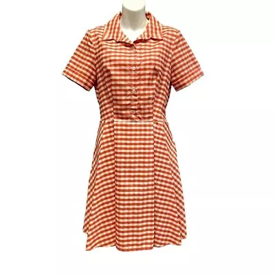 Gabby Skye Anthropologie Vintage Red White Checkered Dress Size 10 Waitress • $30