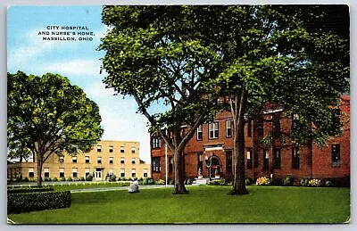 Massillon Ohio~Massillon Hospital & Nurses Home~1940s Linen Postcard • $8.99