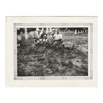1930s Family Posing By Burial Mound Cemetery Funeral Graveyard Mourning Photo • $4.20