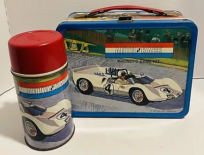 Vintage 1967 Auto Race Metal Lunchbox & Thermos • $100