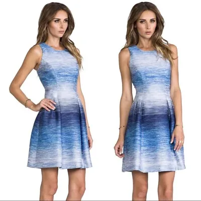 Shoshanna Helena Blue Ombre Fit & Flare Dress Party Cocktail Womens Size 10 • $128