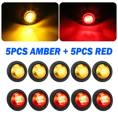 10x 3-LED Bullet Amber Red Light Round Side Marker 3/4  Mini 12V Trailer Truck • $11.98