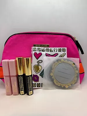 Estee Lauder Fuchsia Pink Belt Print Cosmetic Bag - Cotton Canvas Bag • $16.99