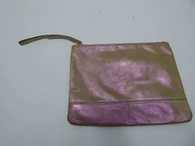 £10 • Buy Ladies Accessorize Gold Pretty Leather Zipped Pouch / Make Up Bag