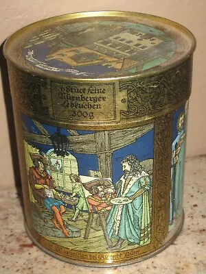 Vintage E. Otto Schmidt Germany Cookie Round Tin Nurnberger Land Geht Dutch • $12.99