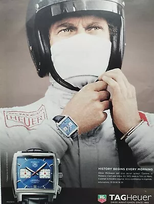 Tag Heuer  Vintage Watch Print Ad   Motorsport Steve McQueen Le Mans 24 Racing • £12.55