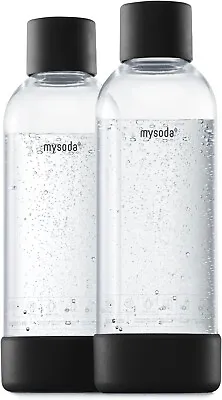 Mysoda Reusable Water Bottle - Quick-Lock Bpa-Free Plastic (2X 1L Black) • $20.99