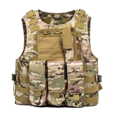 Tactical Vest Molle Military Airsoft Hunting Assault 20x30cm Plate Carrier Vest • £22.99