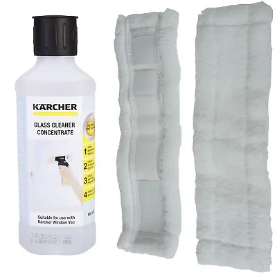 Karcher WV5 500ml Glass Window Cleaner & 2 X Window Vac Cleaning Cloth Pads  • £12.09