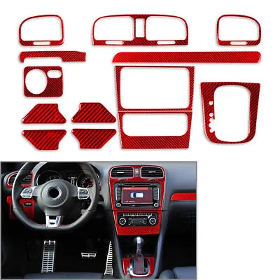 13 Pcs Carbon Fiber Full Set Interior Dashboar Trim For VW Golf 6 MK6 GTI 08-12 • $54.63