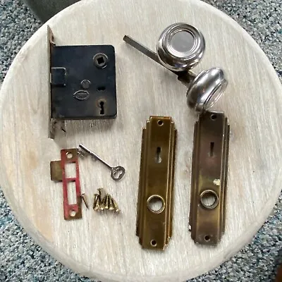 Vintage Corbin Mortise Lock Dead Bolt Door Hardware Salvage Silver Knob • $59.99