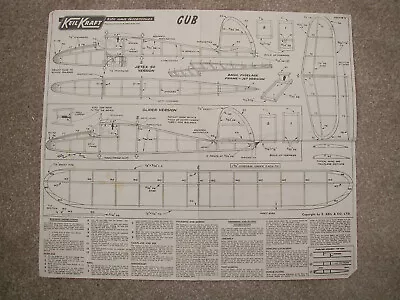 Keil Kraft Kit Plans Of The Cub A Vintage Jetex Or Glider Model Of 20  Wingspan • £5