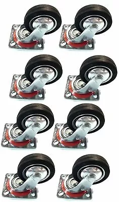 8 Pack 3  Swivel Caster Wheels Rubber Base With Top Plate & Bearing Heavy Duty • $26.99