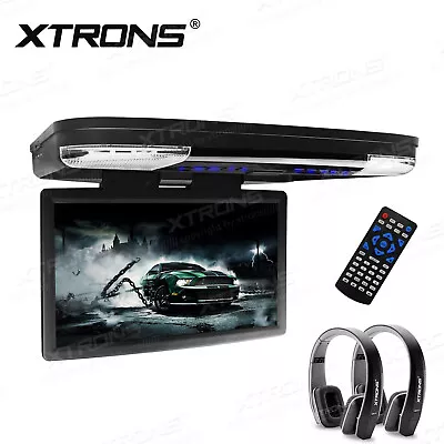 15.6  HD Screen Car Roof DVD Player Overhead Mounted Monitor +2x IR Headphones • £319.99